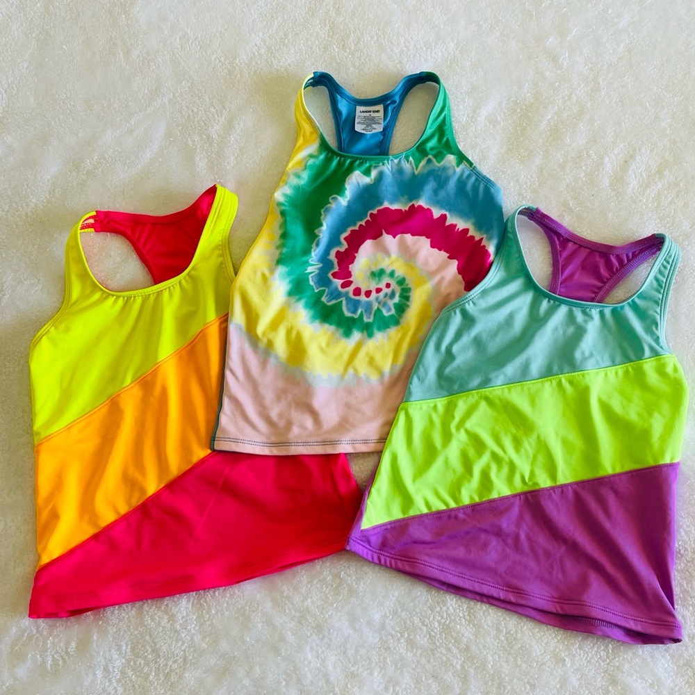 (3) Lands End Swim Tankini Tops